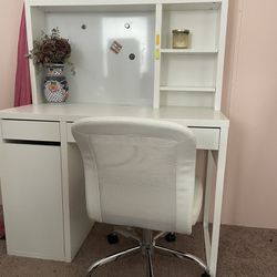 White Study Desk And Chair 