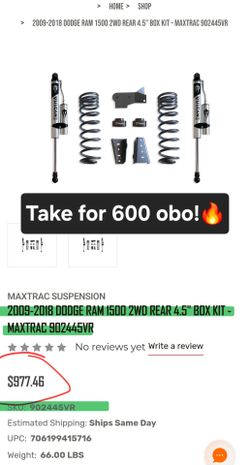 MaxTrac 902445VR Dodge Ram 1500 4.5" Rear Lift Kit