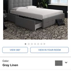 New in box, mattress and deliver  availableTufted Upholstered Platform Storage - Gray Linen - Queen.
