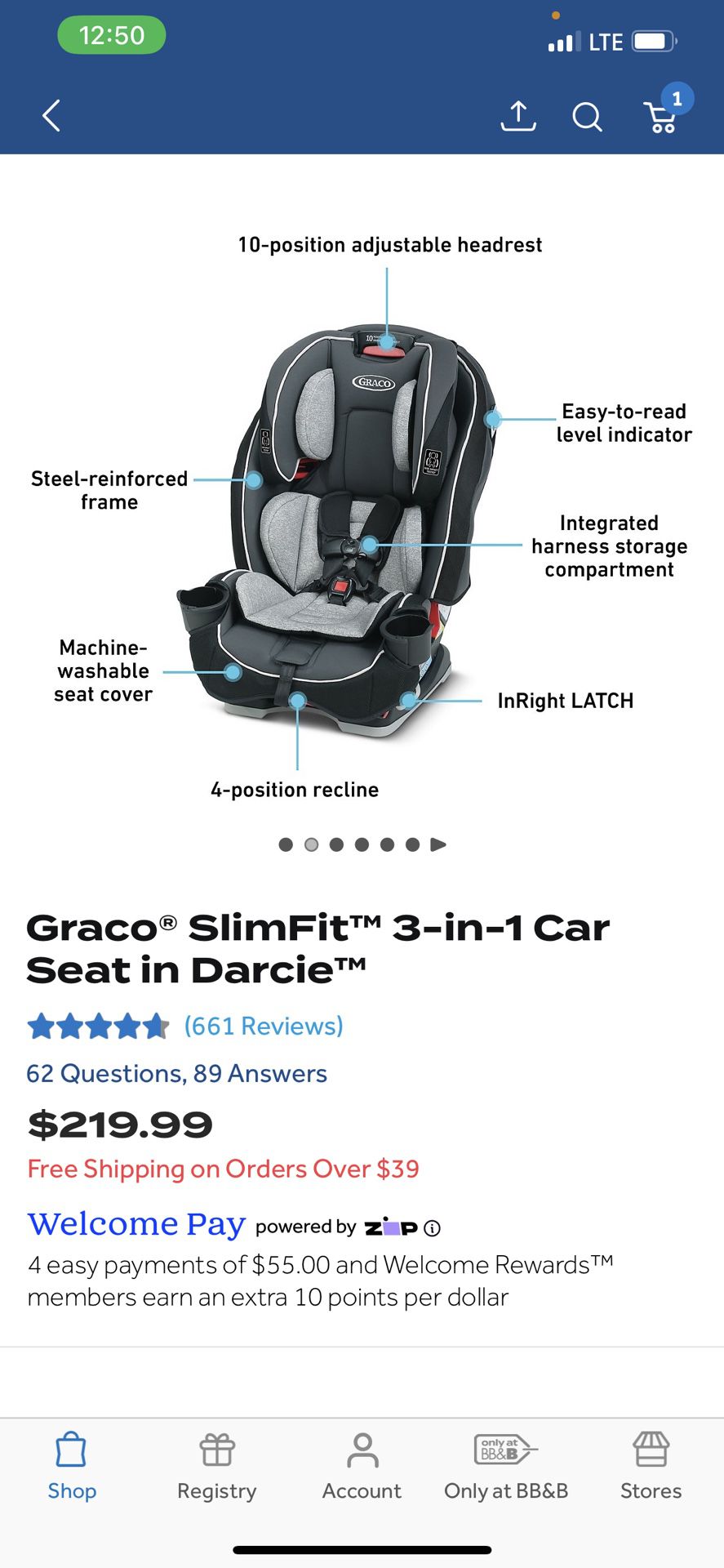 Graco Slimfit 3-in-1 Car Seat in Darcie