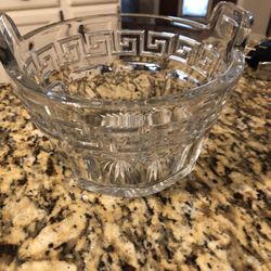 Greek Key Clear Handled Ice Bucket By Heisey 