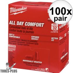 New Milwaukee Ear Plugs 100 Pair (Individually Sealed Pairs)