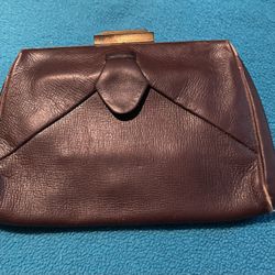 Vintage Brown Leather Clutch Purse