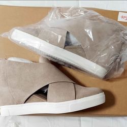 NEW! Steve Madden Sneaker Wedge Shoes, Taupe Suede, Size 8.5
