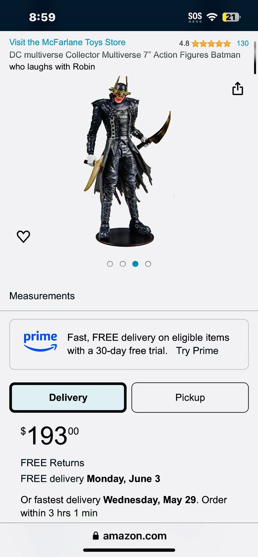 McFarlane DC Multiverse Batman Who Laughs 7" Action Figure With Robin Accessories