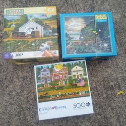 Lot Of 3 Charles Wycoski Jigsaw Puzzles