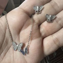 Butterfly Set Necklace Stamped 925