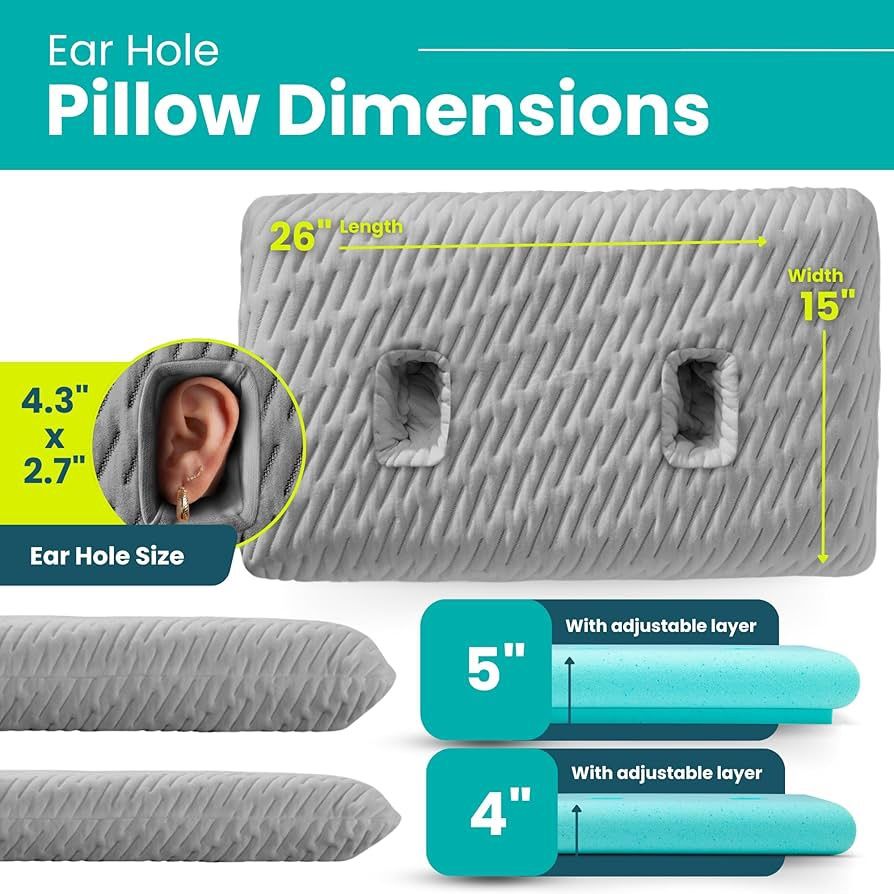 Blissbury Ear Pillow New Gray Memory Foam