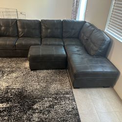 3 Piece Leather Sectional Couch With Ottoman
