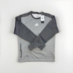 Adidas M TEAM CREW Gray & White Sweater – Classic Athletic Pullover