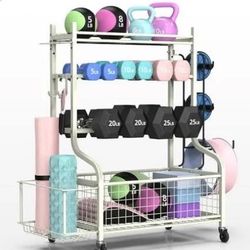 Weight Rack White Home Gym Dumbbell Rack Kettlebell Rack Yoga Mat Holder Storage organize fitness wheels