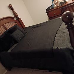 Bedroom set wooden with mattress and box spring