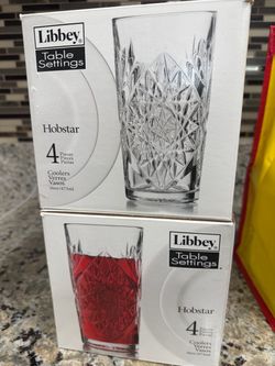 Libbey Hobstar 16oz Cooler Glasses – 2 Boxes of 4