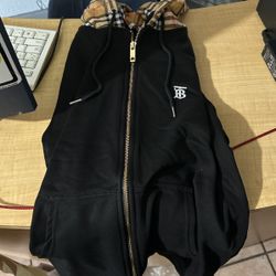 Black & Brown Burberry Zip Up Jacket