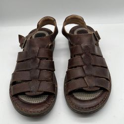Born Mens Size 10 Fisherman Sandals Brown Leather Open Toe Sandal