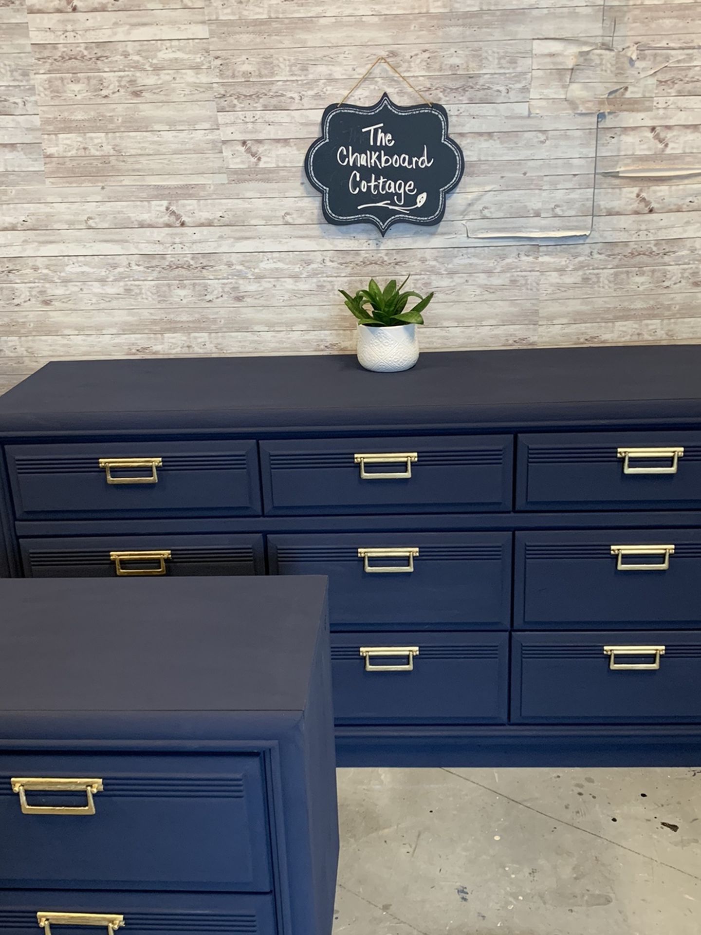 Navy Dresser And Nightstand