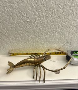 Vintage Solid Brass Shrimp / Crawfish Figurine