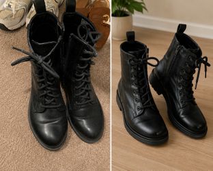 Black Lace-Up Combat Boots – Like New