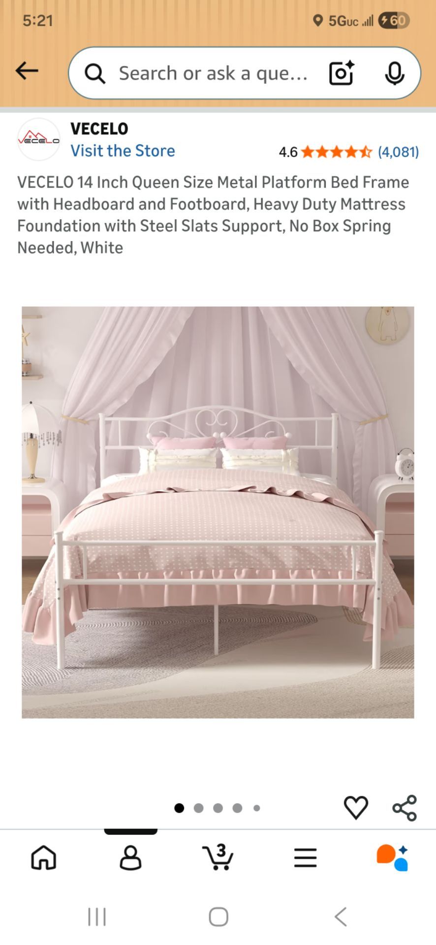 VECLO Queen Size Metal Platform Bed Frame