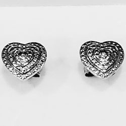 Genuine Diamond Accent Heart Earrings.