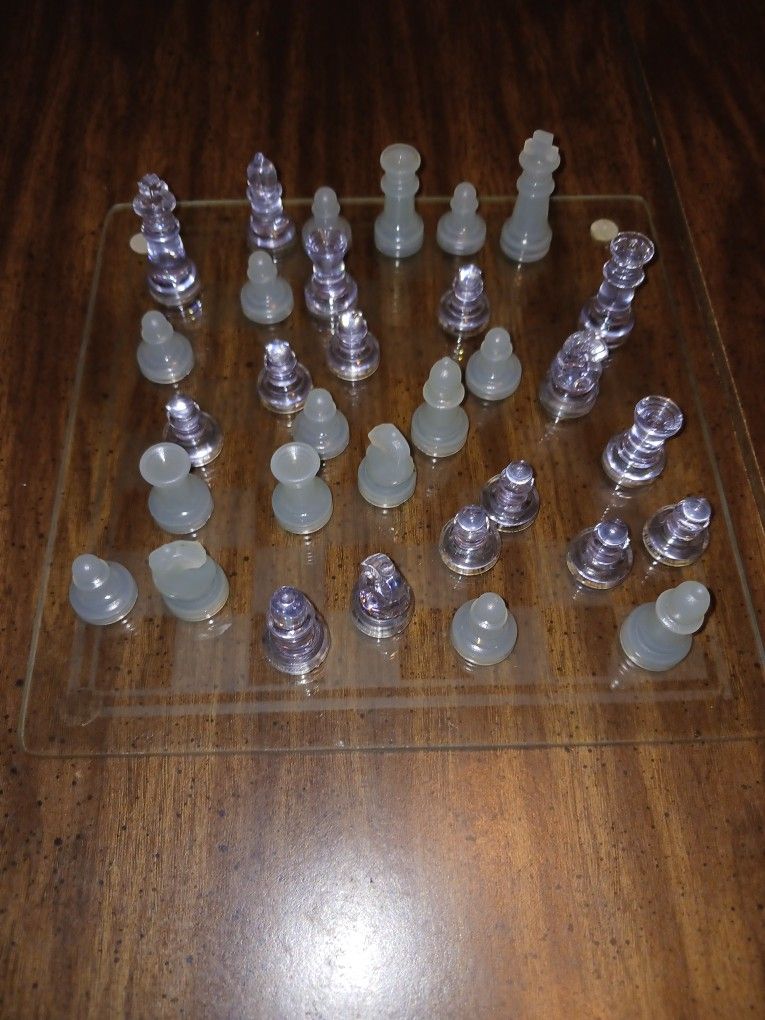 Glass chess board chess game