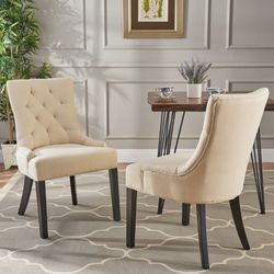 2 New Christopher Knight Upholstered Fabric Dining Room Chairs
