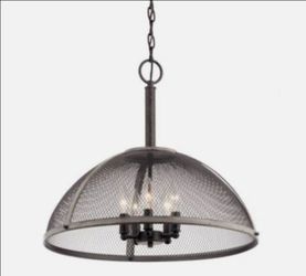 Anvil Iron Distressed Antique Industrial Dome Pendant ☆EXC COND☆