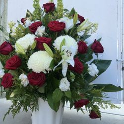 Huge Beautiful Floral Arrangement With Vase 