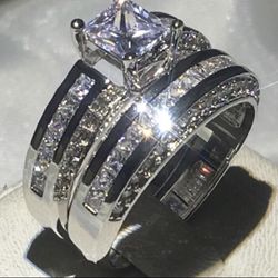 New 14 k white gold wedding wedding ring set engagement ring