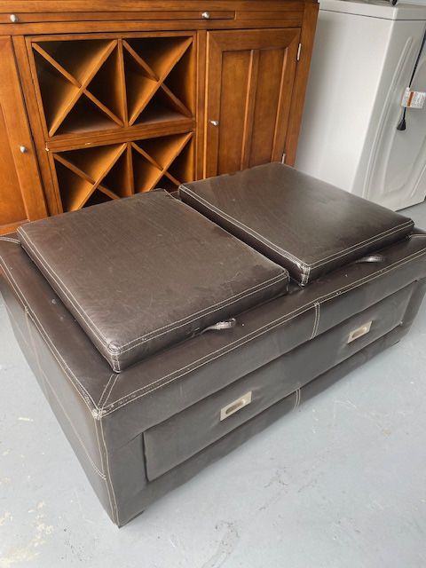 Leather Ottoman With Drawer