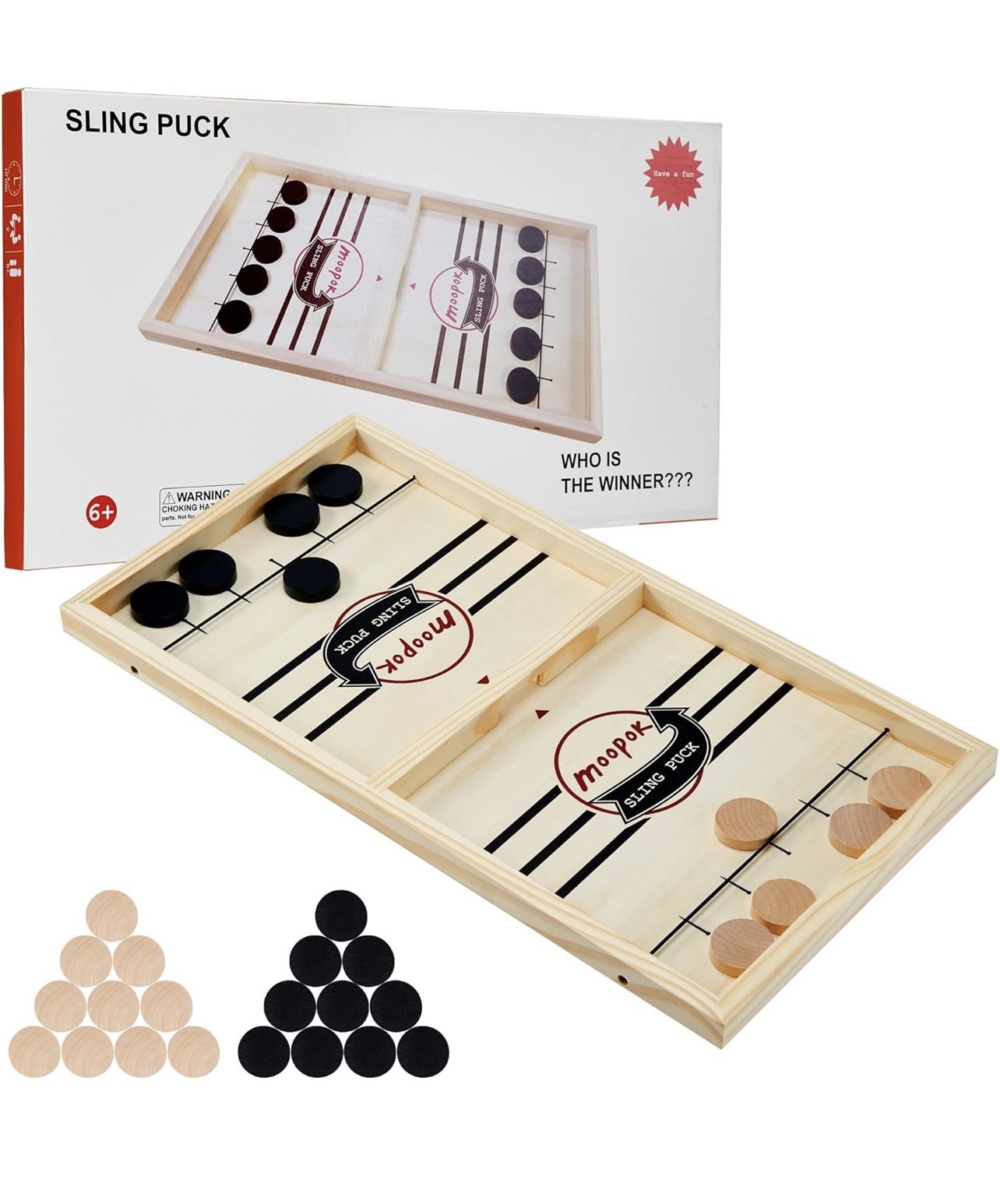 Fast Sling Puck Game - Fast Action Foosball Table Super Winner Wooden Air Hockey Board Game - Desktop Battle Slingshot Game - Fun for Family Game or P