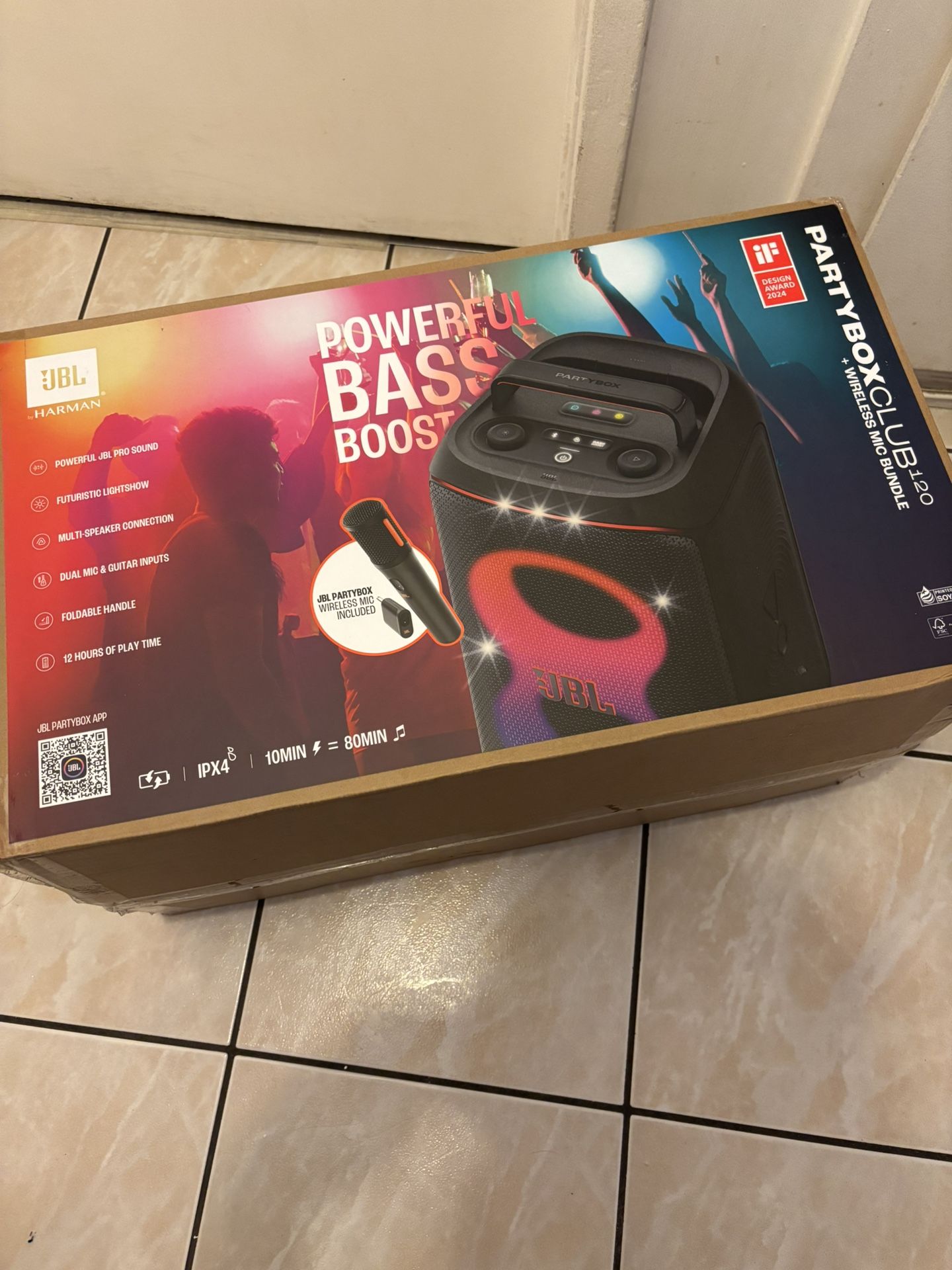 JBL PartyBox Club Live 120 – Bluetooth Portable Speaker w/ Vibrant LED Light Show & Wireless Microphone