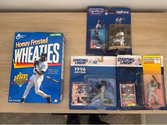 Ken Griffey Jr Starting Lineup Lot and Sealed Wheaties Box Full