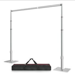 10x10ft Heavy Duty Pipe and Drape Stand Kit with Flat Base, Silver
Height Adjustable, Sturdy Metal Frame, Carry Bag for Outdoor Indoor Use, Flower Wal