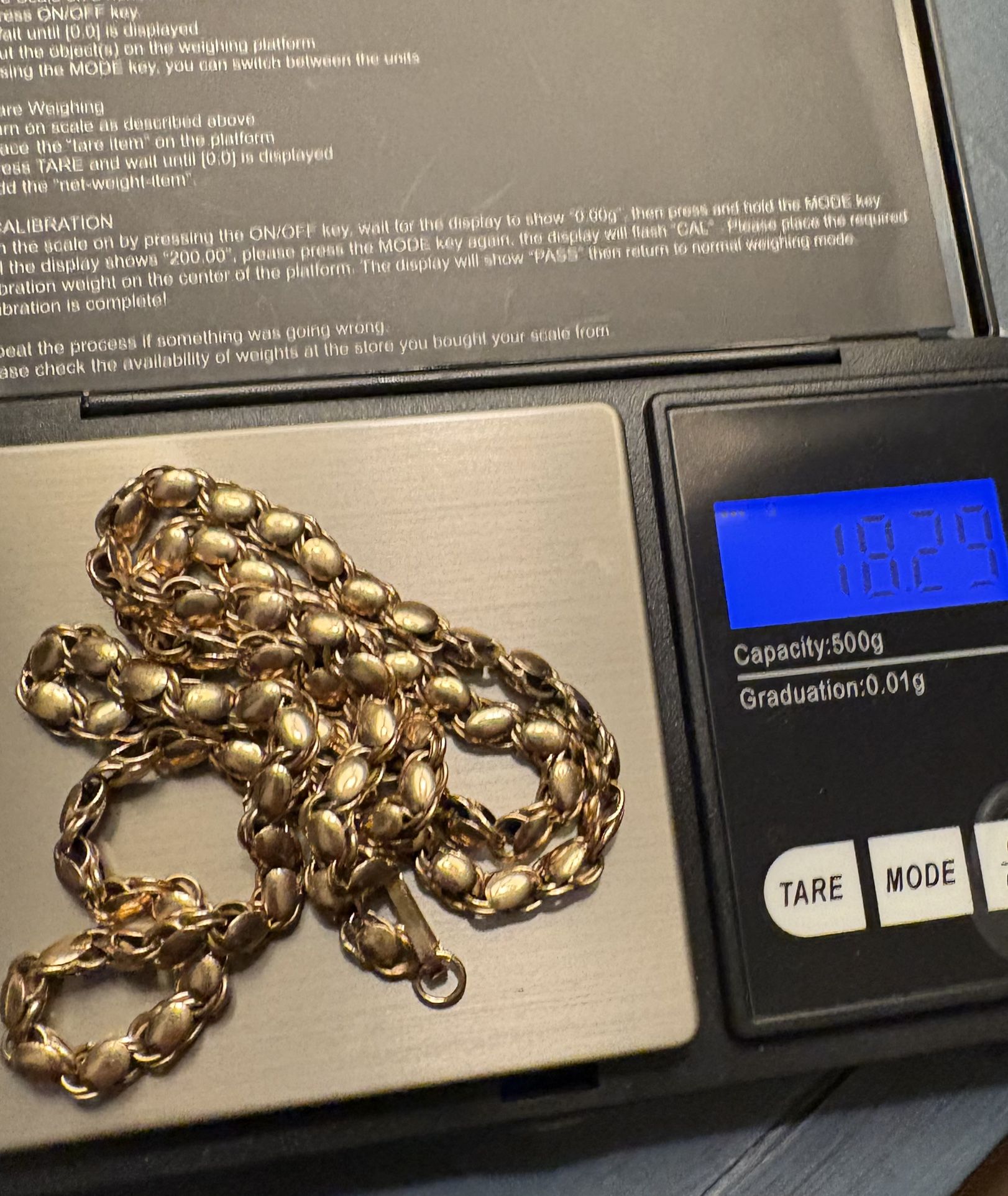 14k Solid Yellow Gold Chain 20 Inches Long