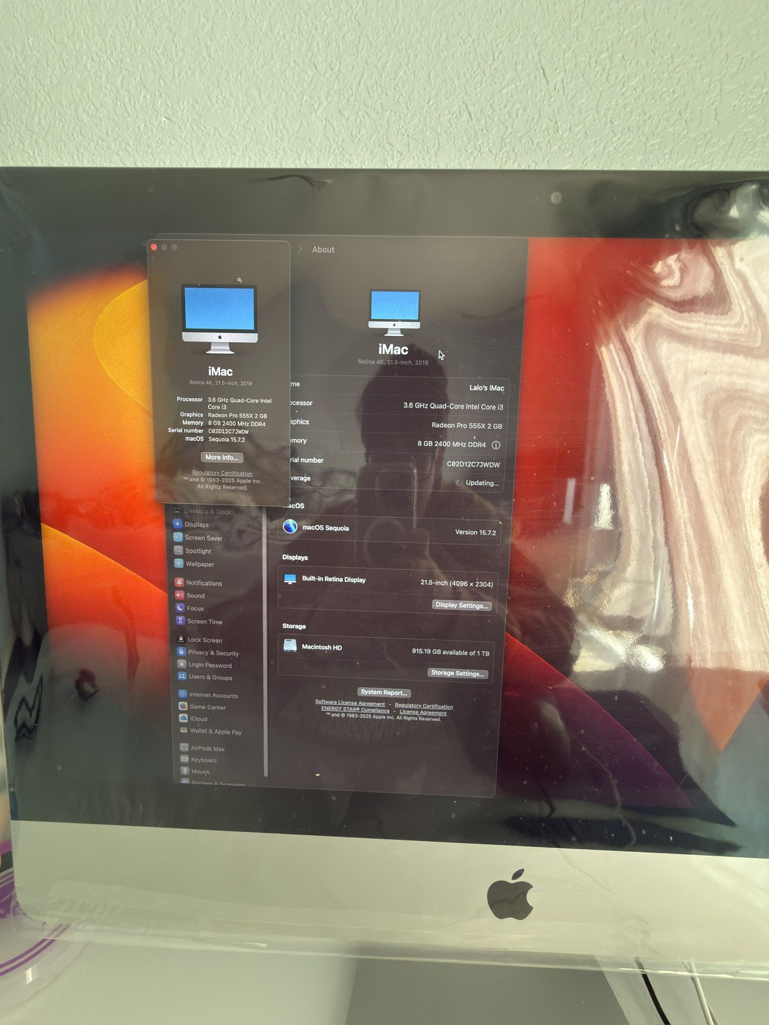 iMac Retina 4k 21.5 Inch 2019