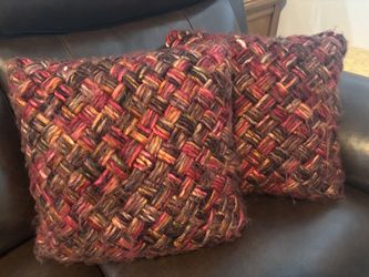 Decorative Throw Pillows – Burgundy & Multicolor – Set of 5