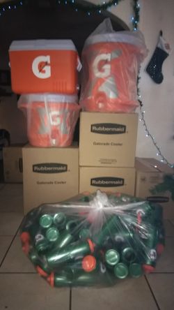 Gatorade coolers one of each, hundred and fifty Sports bottles I will take $500