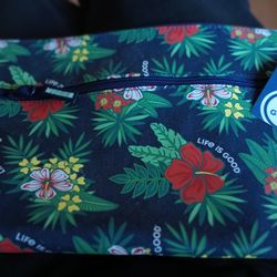 New with Tag Life is a Good  Tropical Hibiscus Cosmetics Bag 