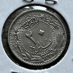 1912 (1327 Yr 4) Ottoman Empire (Turkey) 20 Para KM #761