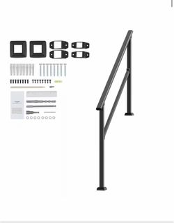 SVOPES 4-5 Step 36.22 in. H x 3.31 in. W, Black, Steel, Stair Railing Kit, Handrails for Outdoor Steps, Stair Rails for Seniors