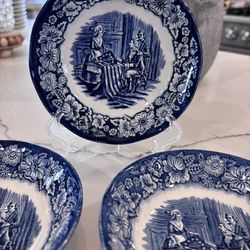 3 Vintage Liberty Blue Berry or Sauce Bowls