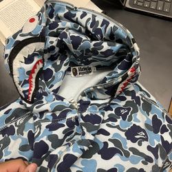 Bape Hoodie Full Zip Blue Camo 3XL