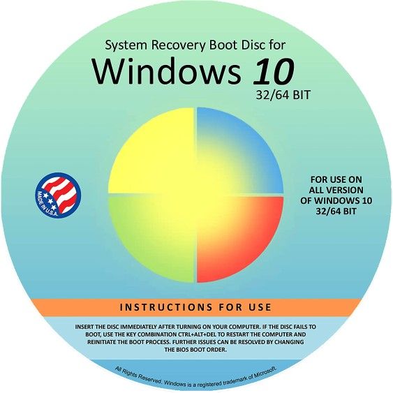 Reinstall DVD For Windows 10 All Versions 32/64 bit. Recover, Restore, Repair Boot Disc, and Install to Factory Default will Fix PC Easy!