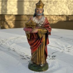 Vintage Japan Nativity King Melchior Wise Man Magi Figurine 9” Hand Painted Christmas