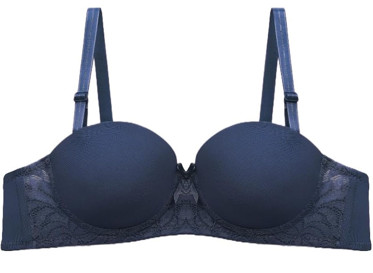 Women's Small Chest A-Cup Lace Bra, Steel Ring Dual-Purpose Cup, Lightweight Breathable