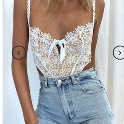 NUDE & WHITE BODYSUIT ONE PC