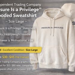 Independent Trading Company “Pressure Is a Privilege” Hooded Sweatshirt – Size Large 