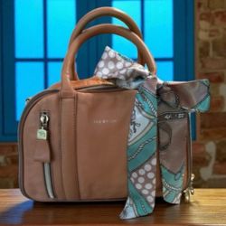 See By Chloé Real Leather Tote Bag With Detachable Scarf