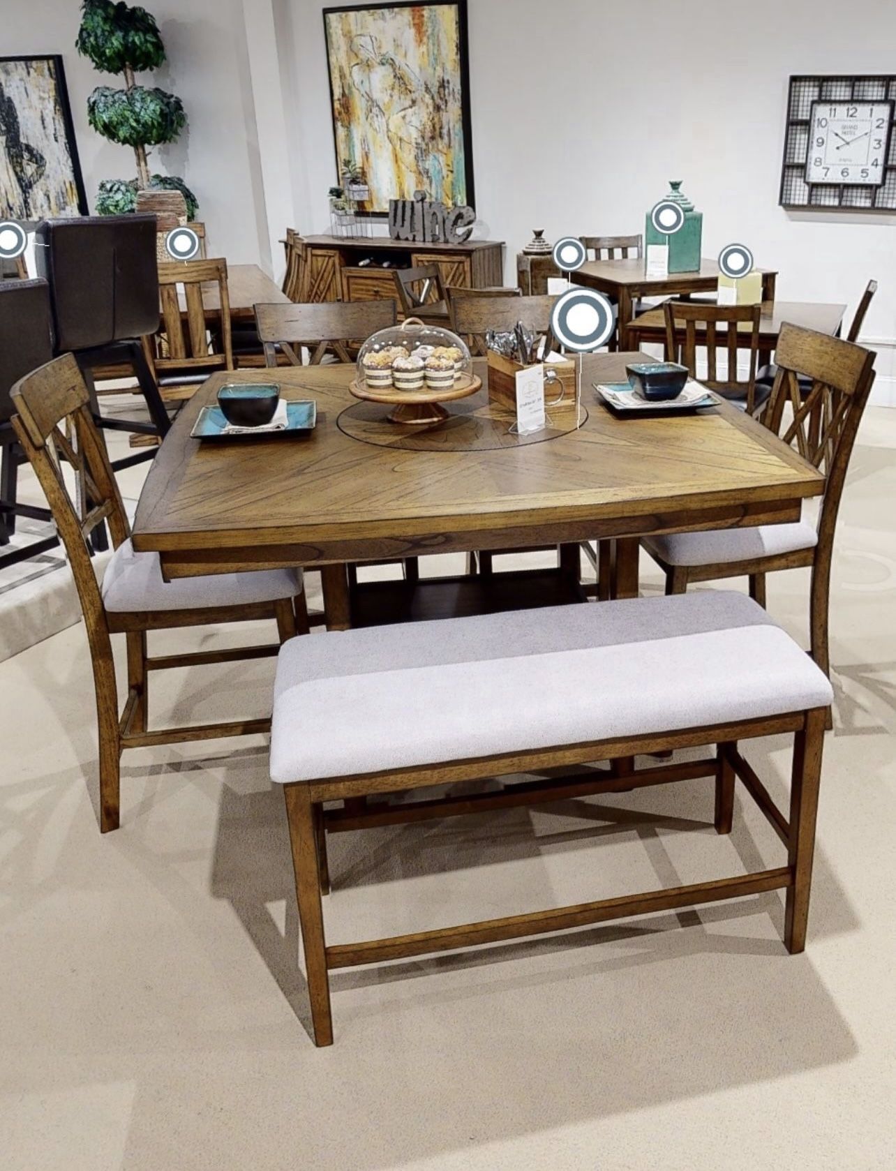 Dining Set Table With 4 Chairs & Bench